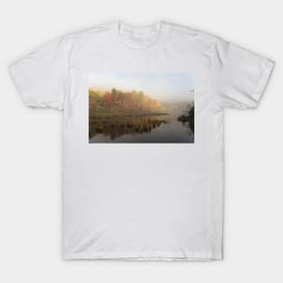 Fall colours over a lake in the early morning T-Shirt